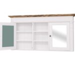 Landelijk hangkast/spiegelkast, medicijnenkst voor badkamer met planken en spiegel in de afmeting 154 cm breedt. in de kleur wit.