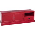 Landelijk tv meubel met 2 kastjes, 1 kleine lade en een open vak. Gemaakt van massief hout eiken in de kleur rood. Het tv meubel kan op verschillende manieren geverfd worden in verschillende kleuren en kan op maat gemaakt worden. Villa Laura