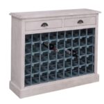 Landelijke lage wijnkast met 45 plekken voor wijnflessen en twee lades. De wijnkast is gemaakt van eiken hout. De buitenkant van de kast is wit en de binnenkant van de kast is in de kleur wax finish - naturel. Villa Laura