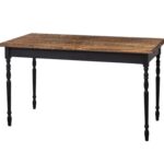 Landelijke rechthoekige eettafel met een smal blad die op maat gemaakt kan worden. De kleur van het blad is wax finish - warm bruin en de kleur van het onderstel, poten zijn zwart. Villa Laura