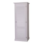 landelijke kledingkast met louvre shutter deuren. de kledingkast heeft planken en een roede. Gemaakt van massief hout eiken. de opbergkast is wit van kleur grijs, zand taupe. de afmeting is 76 cm breed of het kan op maat gemaakt worden. Villa Laura