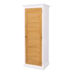 landelijke kledingkast met louvre shutter deuren. de kledingkast heeft planken en een roede. Gemaakt van massief hout eiken. de opbergkast is wit van kleur aan de buitenkant en deur is natuurlijk warm hout. de afmeting is 76 cm breed of het kan op maat gemaakt worden. Villa Laura