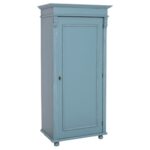 landelijk klassiek 1-deurs kledingkast/opbergkast. De kledingkast heeft een roede en een legplank erboven. Gemaakt van massief hout eiken in de kleur blauw. de kledingkast is 85 cm breed of het kan op maat gemaakt worden. Villa Laura