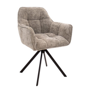 Eetkamerstoel LUC van Kick Collection is een unieke toevoeging aan jouw interieur. Met zijn 180 graden draaibare onderstel biedt deze stoel ultiem comfort en functionaliteit. De grove Chenille stof voelt niet alleen heerlijk zacht aan, maar geeft ook een luxueuze uitstraling aan de stoel. De armleuningen van LUC zorgen voor extra ondersteuning en comfort tijdens het dineren of ontspannen. Het zwarte metalen frame geeft de stoel een moderne touch en zorgt voor een stevige constructie. LUC is verkrijgbaar in diverse kleuren die perfect aansluiten bij jouw stijl. Villa Laura