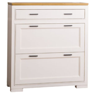 Modern houten schoenenkast met kleppen en lade (PS642)