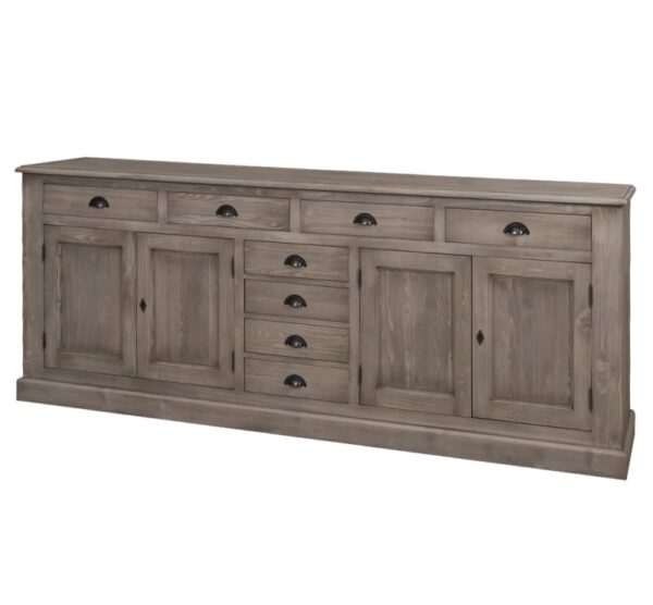 Landelijke dressoir met 8 lades en 4 deuren. gemaakt van massief hout in de kleur warm naturel eiken. kan op maat gemaakt worden. Villa Laura