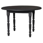 Landelijke ronde uitschuifbare tafel met klassieke poten die op maat gemaakt kan worden. De gehele tafel is in de kleur zwart. Villa Laura