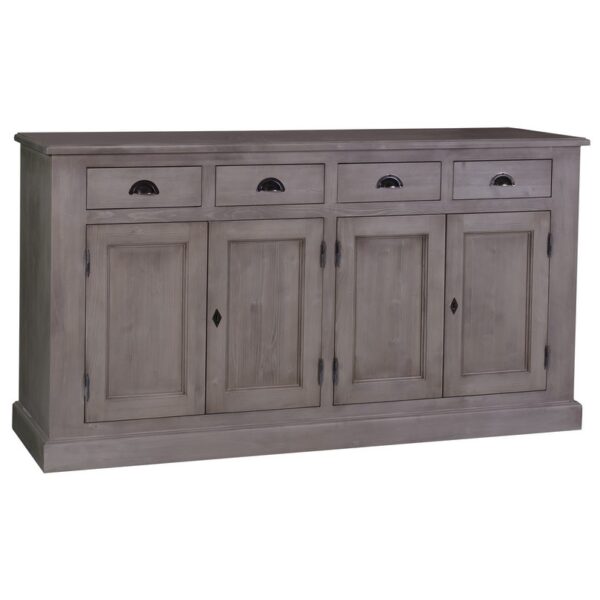 landelijk dressoir met 4 lades en 4 deuren. gemaakt van massief hout in de kleur antraciet. kan op maat gemaakt worden. Villa Laura