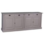 landelijk klassiek dressoir met 4 lades en 4 deuren voor veel opbergruimte. Gemaakt van massief hout eiken in de kleur taupe. Het kan op maat gemaakt worden. Villa Laura
