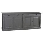 landelijk klassiek dressoir met 4 lades en 4 deuren voor veel opbergruimte. Gemaakt van massief hout eiken in de kleur antraciet. Het kan op maat gemaakt worden. Villa Laura