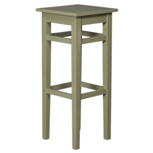 Houten vierkante barkruk met aan alle kanten steun voor je voeten. Gemaakt van massief eiken hout in de kleur olijfgroen, mosgroen, groen. De barkruk kan op verschillende manieren geverfd worden in verschillende kleuren en kan op maat gemaakt worden. Villa Laura
