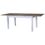 Moderne uitschuifbare rechthoekige tafel die op maat gemaakt kan worden. De kleur van het onderstel is de kleur wit en de kleur van het tafelblad is waterafstotend finish - bruin. Villa Laura