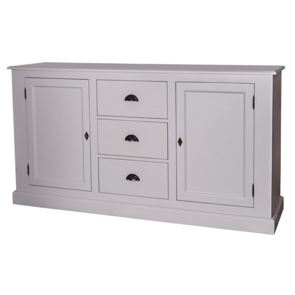 landelijk dressoir met 3 grote lades en 2 deuren. gemaakt van massief hout in de kleur ijsgrijs. kan op maat gemaakt worden. Villa Laura