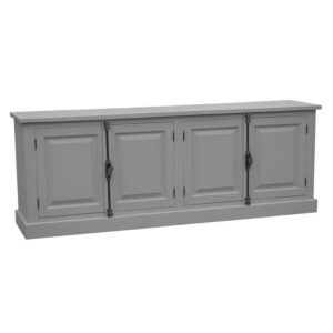landelijk dressoir met 4 deuren. gemaakt van massief hout in de kleur ijsgrijs met een wit blad. kan op maat gemaakt worden. Villa Laura