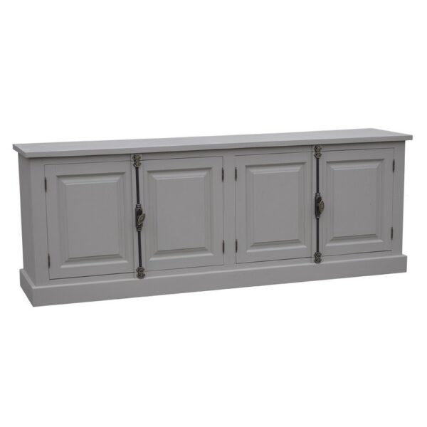 landelijk dressoir met 4 deuren. gemaakt van massief hout in de kleur ijsgrijs met een wit blad. kan op maat gemaakt worden. Villa Laura