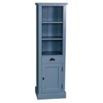 landelijk klassieke modern boekenkast met lade en deur. de planken in de kast zijn verstelbaar. Gemaakt van massief hout eiken in de kleur donker staal blauw. Het kan op maat gemaakt worden. Villa Laura