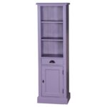 landelijk klassieke modern boekenkast met lade en deur. de planken in de kast zijn verstelbaar. Gemaakt van massief hout eiken in de kleur lila paars. Het kan op maat gemaakt worden. Villa Laura