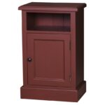 landelijke, romantisch, extravagante nachtkastje met open vak en deurtje k. Gemaakt van massief hout eiken in de kleur bordeaux rood. Het kan op maat gemaakt worden.