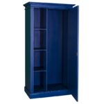 Landelijke kledingkast 1-deurs. Gemaakt van massief eiken hout in de kleur blauw. Het meubel kan op verschillende manieren geverfd worden in verschillende kleuren en kan op maat gemaakt worden. Villa Laura