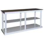 landelijk open dressoir/sidetable met legplank. Dit is ideaal voor je producten mooi te presenteren. Gemaakt van massief hout eiken. het onderstel is wit met een warm eiken blad. de afmeting is 180 cm. Villa Laura