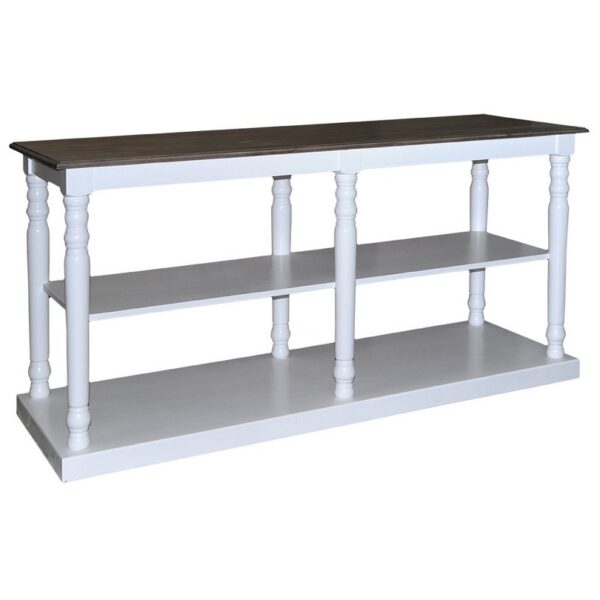 landelijk open dressoir/sidetable met legplank. Dit is ideaal voor je producten mooi te presenteren. Gemaakt van massief hout eiken. het onderstel is wit met een warm eiken blad. de afmeting is 180 cm. Villa Laura