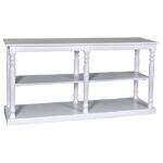 landelijk open dressoir/sidetable met legplank. Dit is ideaal voor je producten mooi te presenteren. Gemaakt van massief hout eiken. het onderstel is wit met een witte eiken blad. de afmeting is 180 cm. Villa Laura