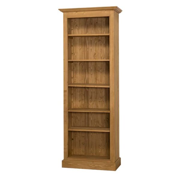 Landelijke boekenkast met zes verstelbare open vakken. Gemaakt van massief eiken hout in de kleur naturel. Het meubel kan op verschillende manieren geverfd worden in verschillende kleuren en kan op maat gemaakt worden. Villa Laura