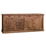 landelijk klassiek dressoir met 4 lades en 4 deuren voor veel opbergruimte. Gemaakt van massief hout eiken in de kleur bruin. Het kan op maat gemaakt worden. Villa Laura