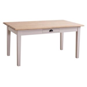 Moderne rechthoekige tafel die op maat gemaakt kan worden. De kleur van het onderstel is de kleur wit en de kleur van het tafelblad is waterafstotend finish - bruin. Villa Laura