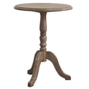 Landelijke, klassieke, extravagante ronde bijzettafel met een 3 poot. het blad heeft een diameter van 60 cm. Gemaakt van massief hout eiken. het blad is licht bruin en het onderstel ook. Het kan op maat gemaakt worden. Villa Laura