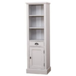 landelijk klassieke modern boekenkast met lade en deur. de planken in de kast zijn verstelbaar. Gemaakt van massief hout eiken in de kleur gebroken wit. Het kan op maat gemaakt worden. Villa Laura