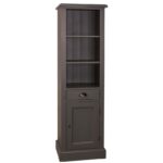 landelijk klassieke modern boekenkast met lade en deur. de planken in de kast zijn verstelbaar. Gemaakt van massief hout eiken in de kleur antraciet, bruin. Het kan op maat gemaakt worden. Villa Laura