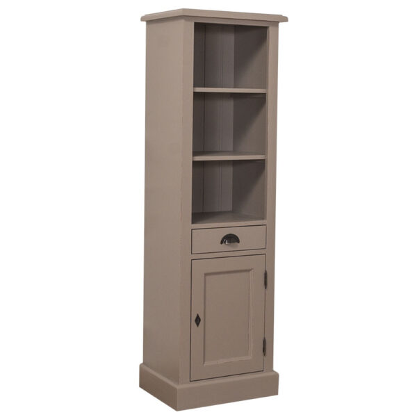 landelijk klassieke modern boekenkast met lade en deur. de planken in de kast zijn verstelbaar. Gemaakt van massief hout eiken in de kleur beige, zand, brons en binnenkant warm eiken. Het kan op maat gemaakt worden. Villa Laura