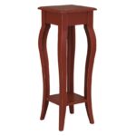Landelijke plantentafel/zuil met sierlijke poten en een onderblad. Gemaakt van massief eiken hout in de kleur bordeaux rood. Het meubel kan op verschillende manieren geverfd worden in verschillende kleuren en kan op maat gemaakt worden. Villa Laura