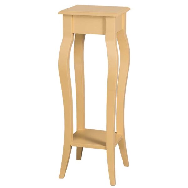 Landelijke plantentafel/zuil met sierlijke poten en een onderblad. Gemaakt van massief eiken hout in de kleur licht geel. Het meubel kan op verschillende manieren geverfd worden in verschillende kleuren en kan op maat gemaakt worden. Villa Laura