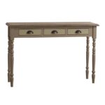 Landelijke side table met 3 lades. Gemaakt van massief hout in de kleur brons. Het blad is in de kleur koffie en de lades zijn olijfbruin. De side table kan op verschillende manieren geverfd worden in verschillende kleuren en kan op maat gemaakt worden. Villa Laura