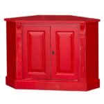 landelijke hoekkast met deuren voor veel opbergruimte. Gemaakt van massief hout in de kleur rood. Het kan op maat gemaakt worden. Villa Laura