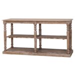 landelijk houten winkeldisplay / presentatietafel met legplank. Dit is ideaal voor je producten mooi te presenteren voor de verkoop. Gemaakt van massief hout eiken met een afwerking van white wash. dit geeft een rustieke uitstraling. Villa Laura