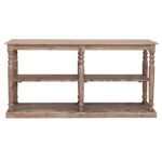 landelijk houten winkeldisplay / presentatietafel met legplank. Dit is ideaal voor je producten mooi te presenteren voor de verkoop. Gemaakt van massief hout eiken met een afwerking van white wash. dit geeft een rustieke uitstraling. Villa Laura