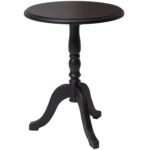 landelijke, klassieke, extravagante ronde bijzettafel met een 3 poot. het blad heeft een diameter van 60 cm. Gemaakt van massief hout eiken. het blad is zwart. Het kan op maat gemaakt worden. Villa Laura
