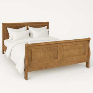 Landelijke, klassieke, extravagante houten tweepersoons bed met twee lades. Gemaakt van massief hout eiken in de kleur wax finish naturel. Het bed kan op verschillende manieren geverfd worden in verschillende kleuren en kan op maat gemaakt worden. Villa Laura