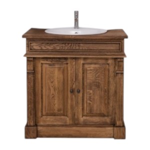 Klassiek landelijk eiken badkamermeubel met ornamenten - 90 cm of maatwerk (OPS4003)