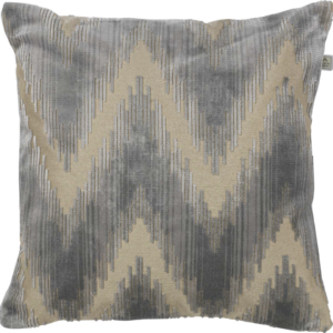 LIVARO - Sierkussen 45x45 cm - grijs - mist - zilvergrijs - beige - velvet - zigzag