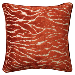 ZABRINA - Sierkussen 45x45 cm - velvet - Potters Clay - oranje - met zebra strepen