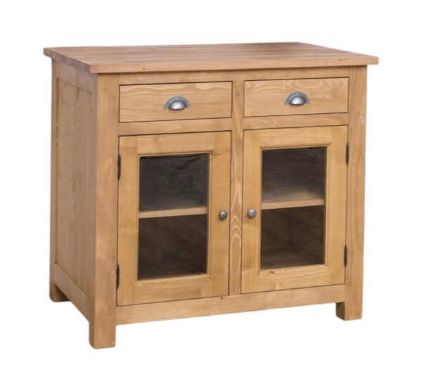 Landelijke houten keukenkast met 2 diepe lades en deurtjes van 100 cm breed. Dit is een onderdeel van een samenstelling. De kast kan op maat gemaakt worden. In de kleur naturel eiken met komgrepen. Verkrijgbaar bij Villa Laura