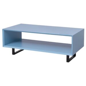 Strak moderne kubus salontafel Barcelona met zwarte stalen poten- 120 cm. in de kleur blauw
