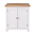 Landelijke houten keukenkast met deurtjes van 86 cm breed. Dit is een onderdeel van een samenstelling. De kast kan op maat gemaakt worden. In de kleur wit, naturel eiken met komgrepen. Verkrijgbaar bij Villa Laura