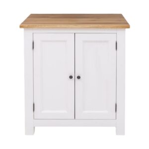 Landelijke houten keukenkast met deurtjes van 86 cm breed. Dit is een onderdeel van een samenstelling. De kast kan op maat gemaakt worden. In de kleur wit, naturel eiken met komgrepen. Verkrijgbaar bij Villa Laura