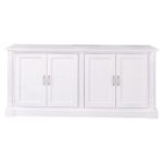 klassieke dressoir met pilaren en ornamenten. het heeft vier deuren. Gemaakt van massief eiken hout in de kleur wit. Het meubel kan op verschillende manieren geverfd worden in verschillende kleuren en kan op maat gemaakt worden. Villa Laura