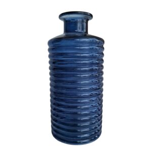 Vaas van glas - geribbeld - blauw
